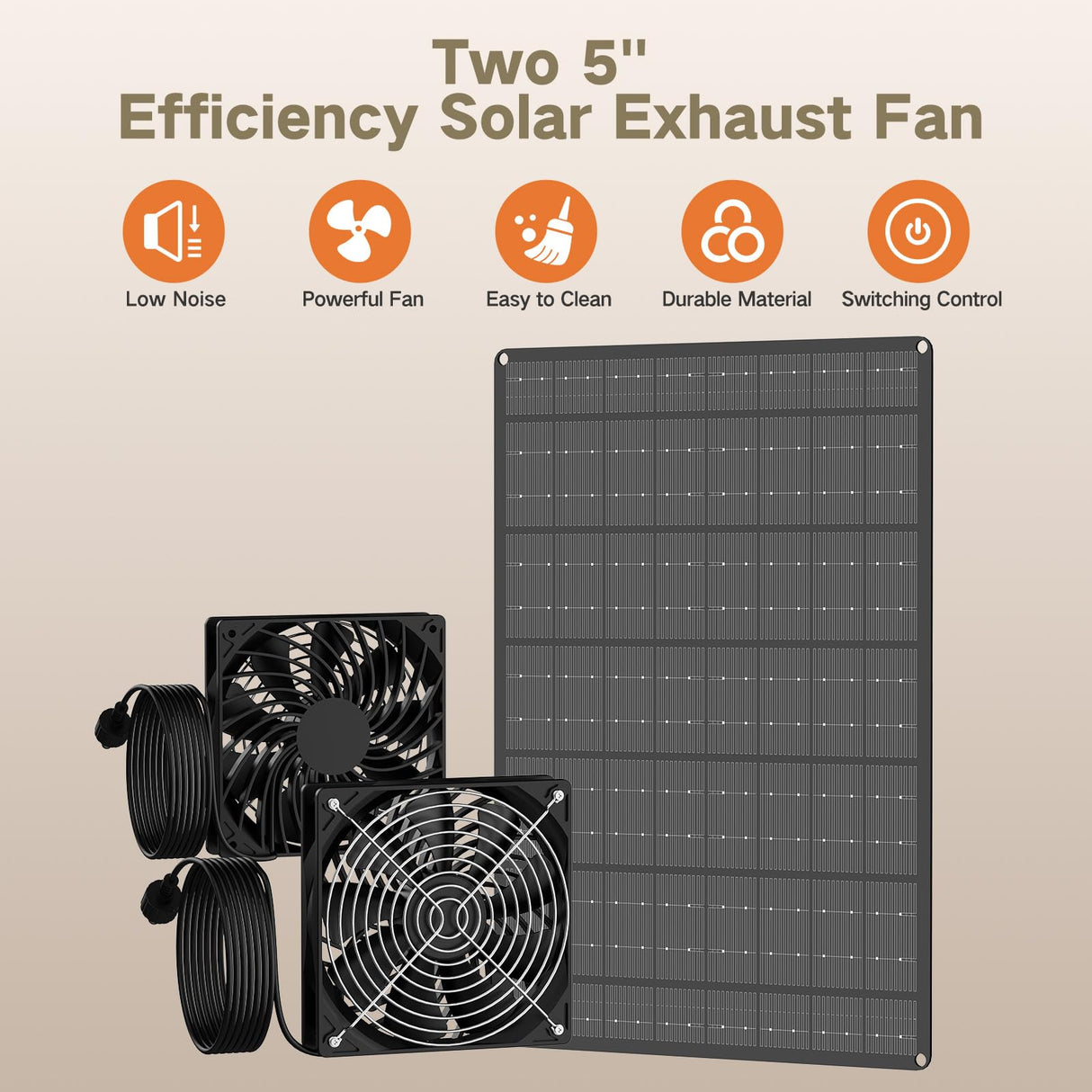 WECOOL Solar Exhaust Fan, 15W Dual Exhaust & Intake Ventilation Fan, Quiet Waterproof with Safe Grille for Chicken Coop, Greenhouse, Shed, Dog House, No Assembly Required