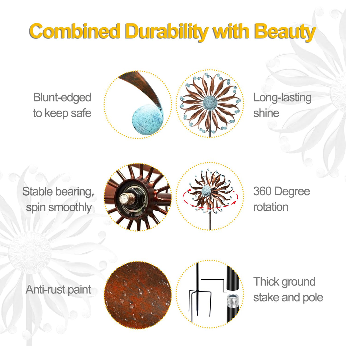 LimeHill Wind Spinners Outdoor Metal Large Wind Spinners for Yard and Garden, Kinetic Wind Sculptures & Spinners with Stake for Family (24" W x 84" H)