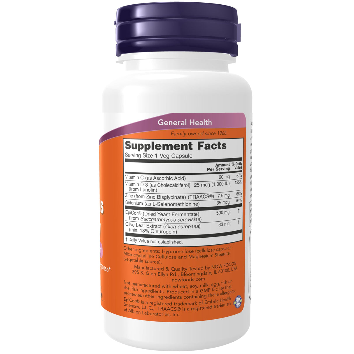 NOW Foods Supplements, EpiCor® Plus Immunity with Vitamin C, Healthy Immune Support*, 60 Veg Capsules