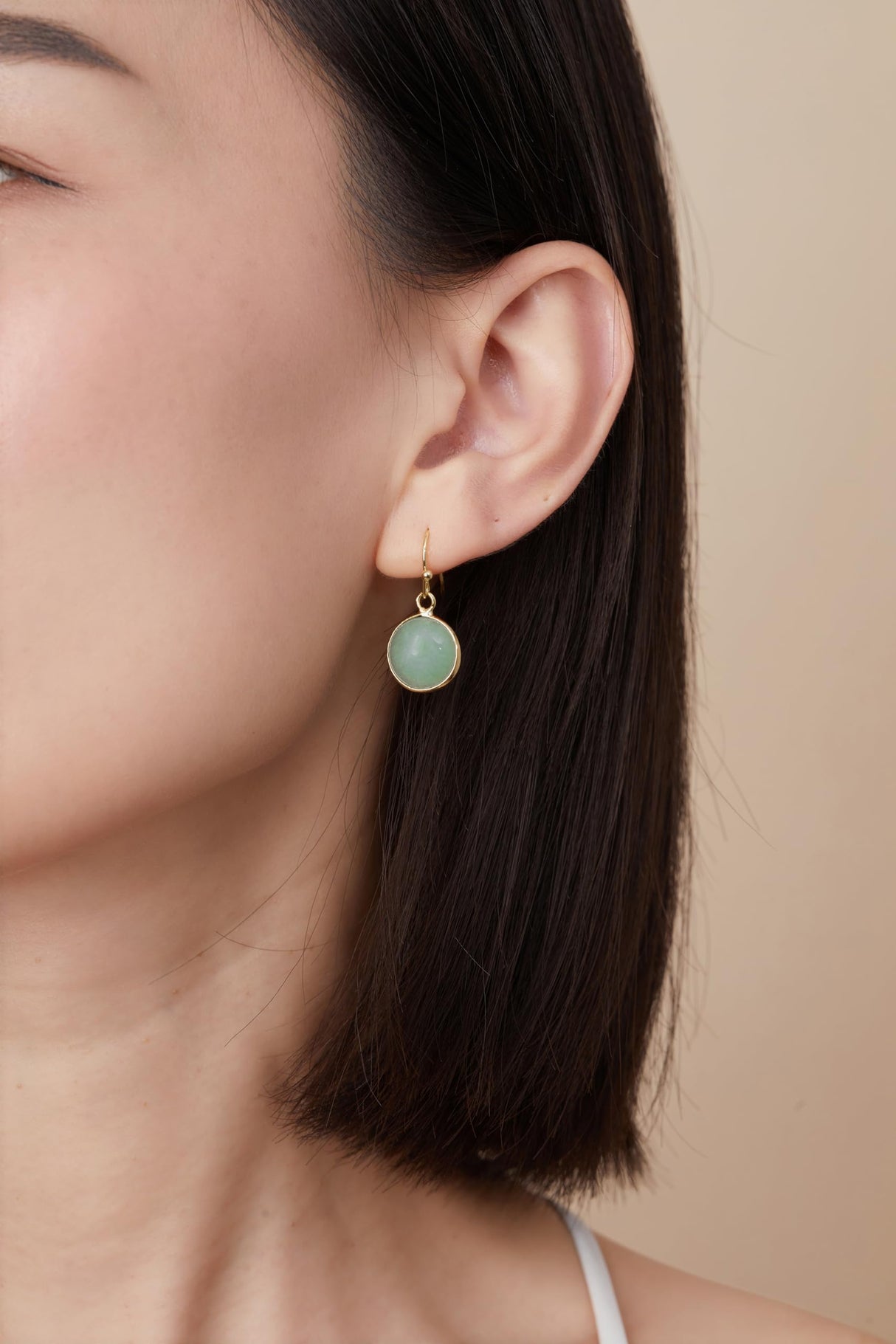 Green Earrings for Women – Dainty Gold Dangle – Real Jade -Sage - Light – Pale – Dark - Green Stone – Rose Quartz Pink Crystal Genuine – Natural Gemstone - Dainty -Short -Drop and Dangle – Lightweight - Unique Anniversary Birthday Gifts for Wife – Teacher