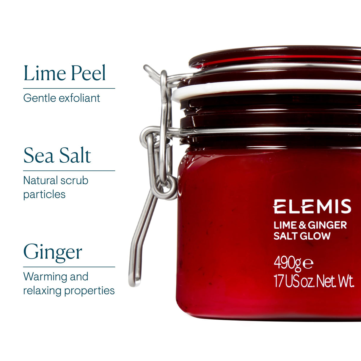 ELEMIS Lime and Ginger Salt Glow | Invigorating Mineral-Rich Salt Scrub Helps to Lock in Moisture and Exfoliates, Smoothes and Softens the Skin | 17 Ounce (Pack of 1)