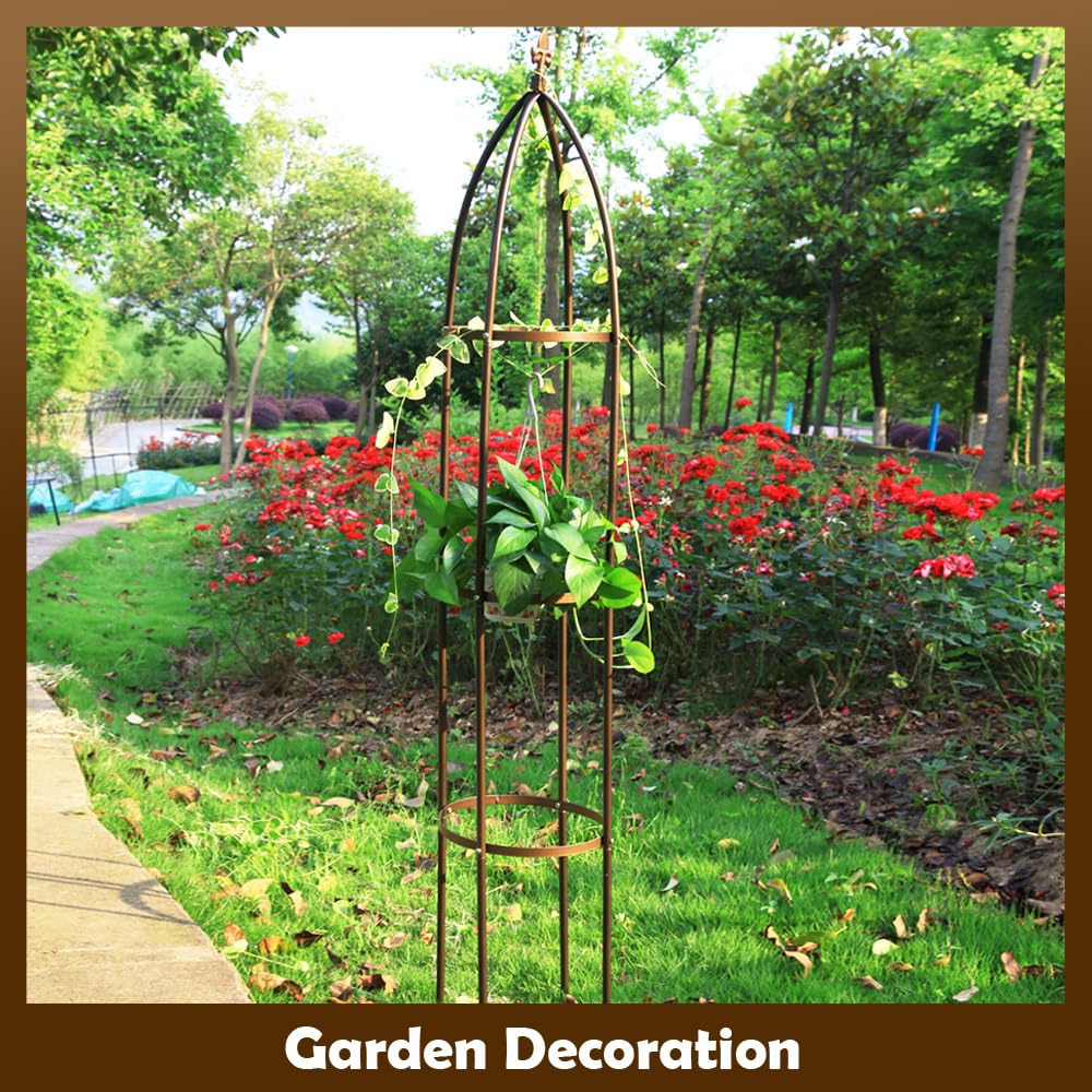 100% Metal Garden Obelisk Trellis Heavy Duty 6.3 ft Tall for Climbing Vines