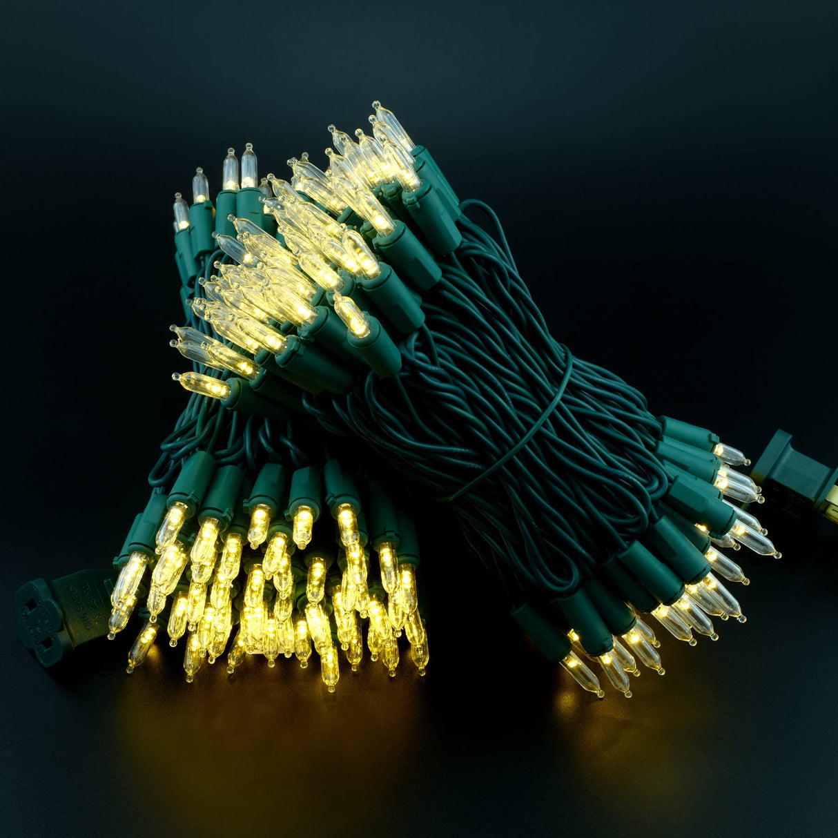 YULETIME 200 Count Warm White LED Christmas Lights, 66 Feet Green Wire UL Certified Commercial Grade Holiday String Light Set (Warm White)