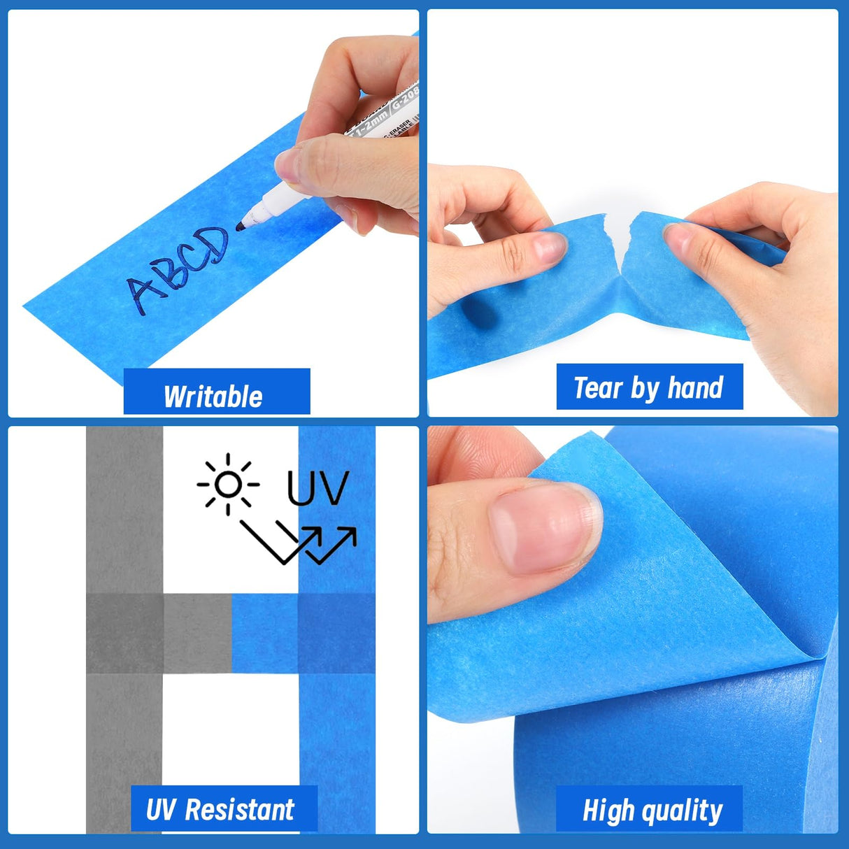 Fyguard 5 Rolls Painters Tape 2 Inch Wide, Blue Painters Tape Bulk 1.89In × 55Yd × 5 Rolls Blue Tape, Multi-Surface Masking Tape for Wall Painting Edge Treatment DIY Crafts, Total 275 Yards