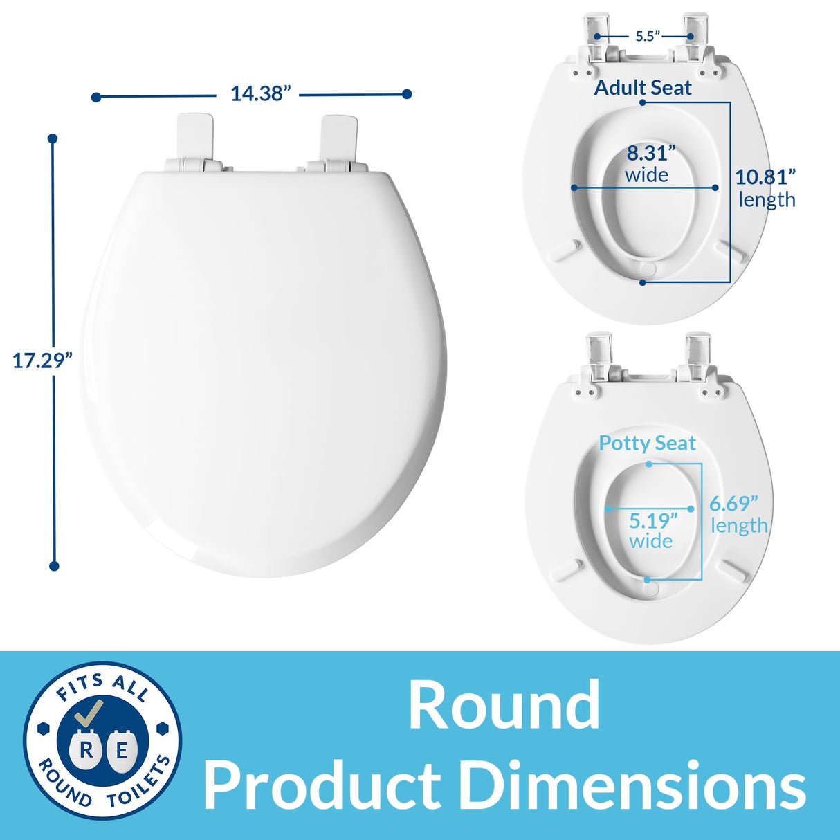 Mayfair NextStep2 Toilet Seat with Built-In Potty Training Seat, Slow-Close, Removable that will Never Loosen, Round, White