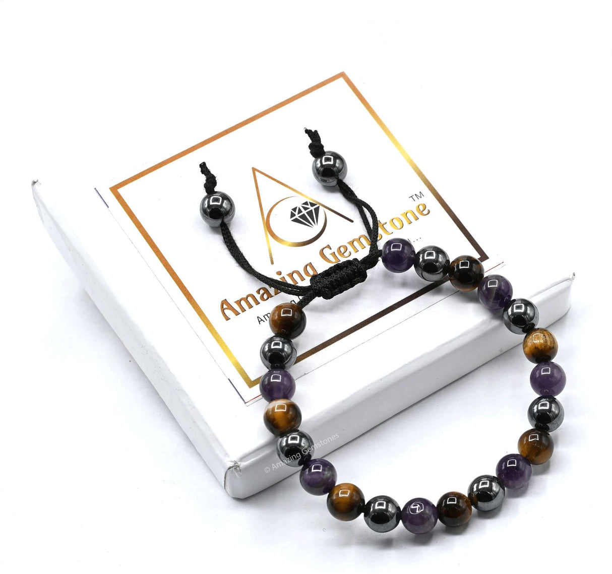Amazing Gemstone Quit Smoking Cessation Quit Vaping Aid Bracelet - Hematite Tiger Eye Amethyst Bracelet Set for Men Women Healing Calming Anxiety Stress Relief Gifts Pulseras Para Hombres Mujer