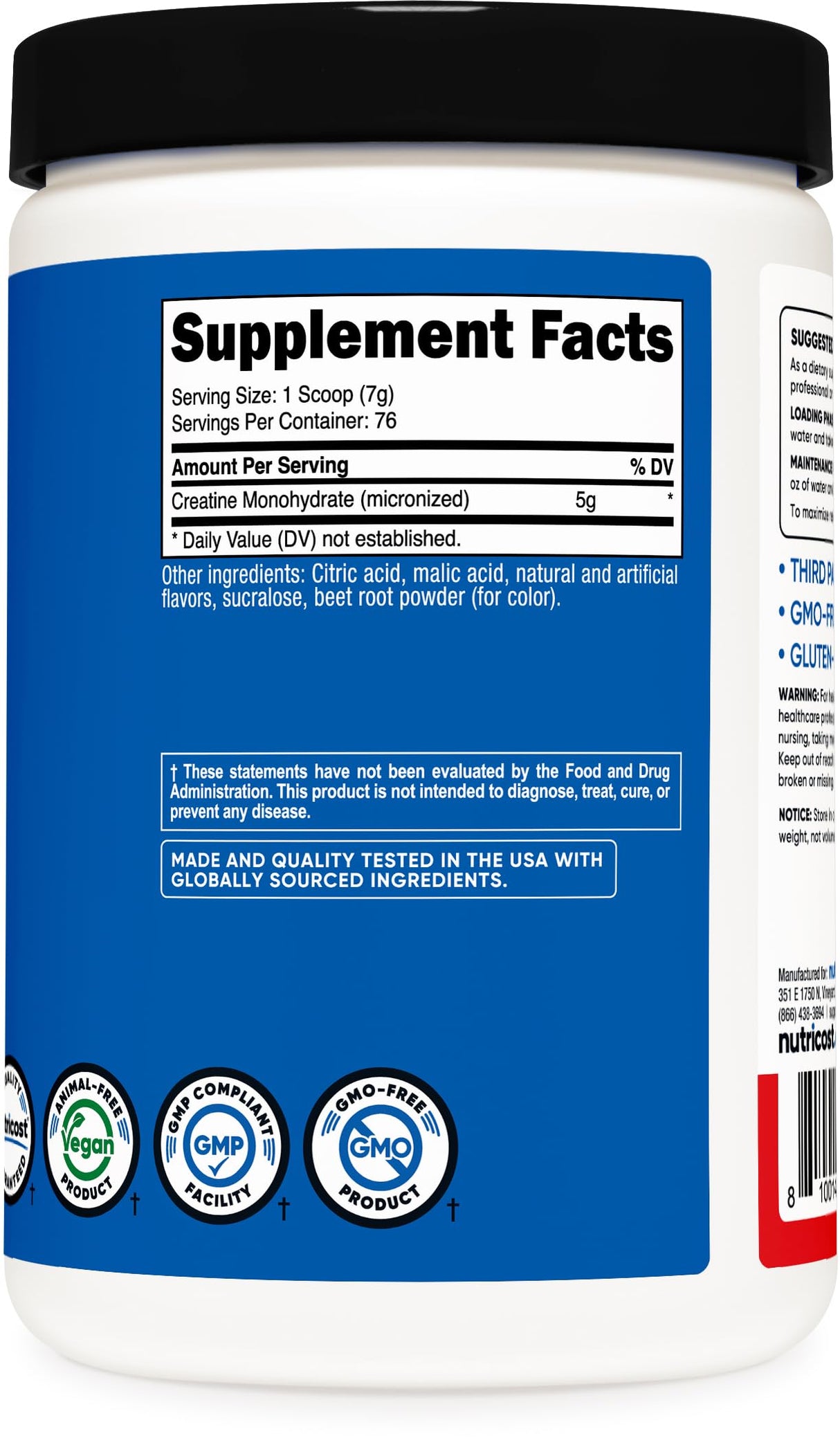 Nutricost Creatine Monohydrate Powder (Fruit Punch, 500 Gram)