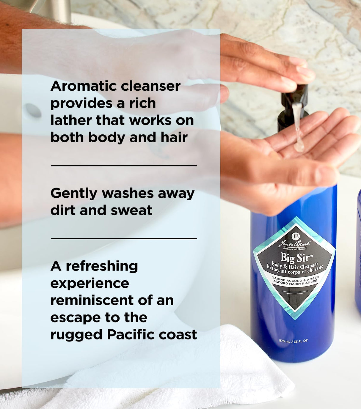 Jack Black Big Sir Body Collection Set for Men – Marine Accord & Amber – Dual-Purpose Mens Body Wash, Pit Boss Mens Deodorant, Mens Body Lotion, Mens Grooming Kit