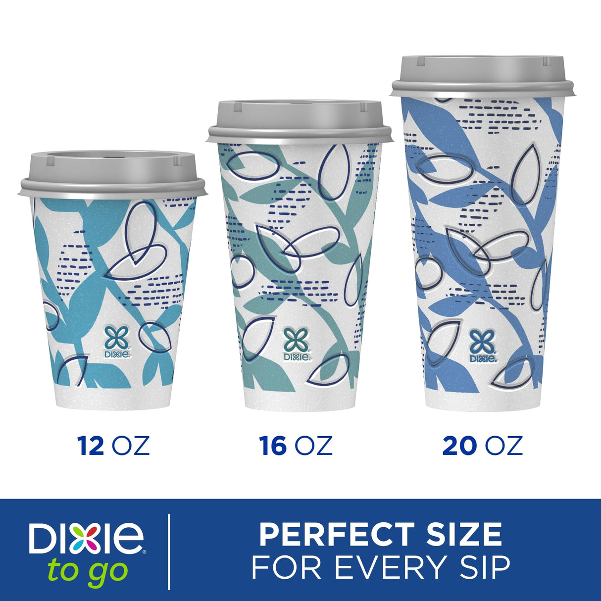 Dixie To Go Paper Coffee Cups With Lids, 12 oz, 66 ct, Disposable Insulated Paper Cups for On-The-Go Hot or Cold Beverages