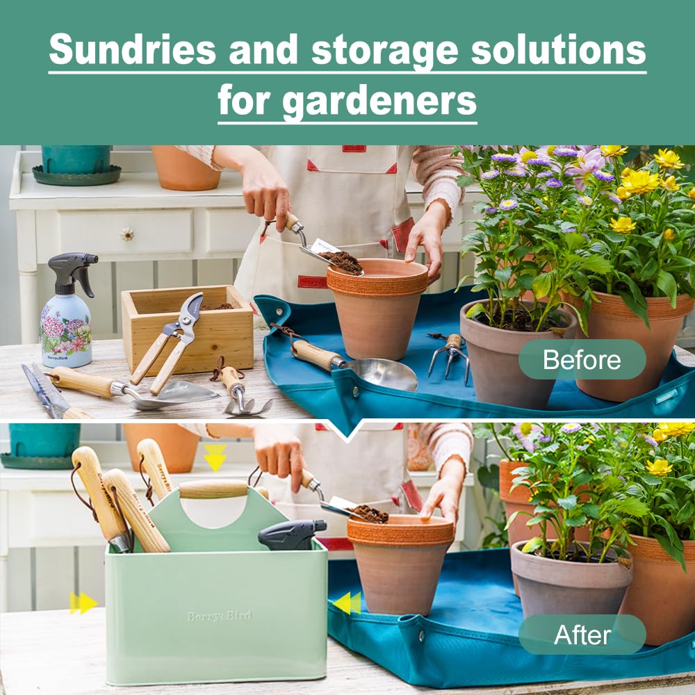Berry&Bird Garden Tool Organizer, Metal Garden Caddy with 4 Compartments