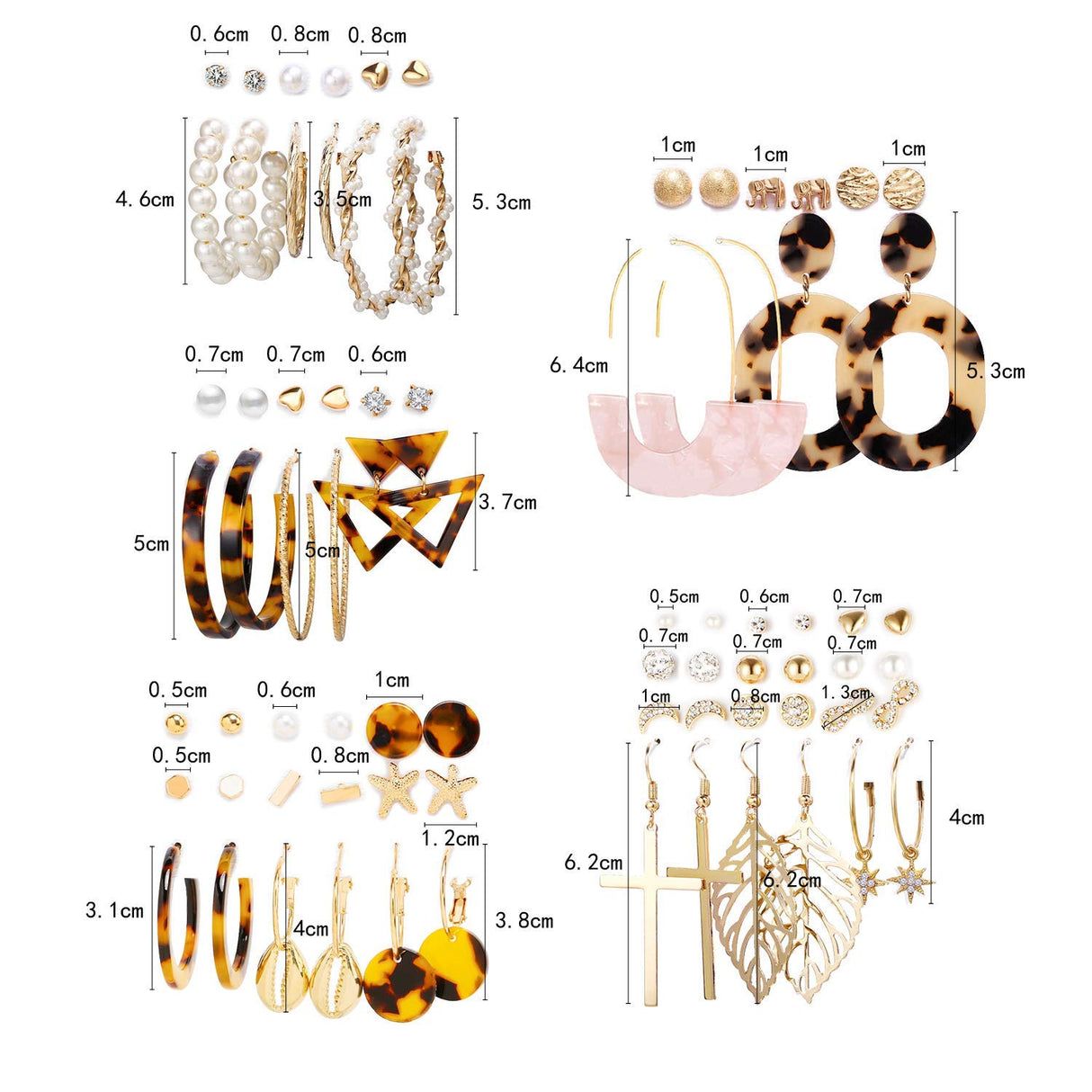 Earrings Set for Women, Funtopia 61 Pairs Fashion Tassel Earrings