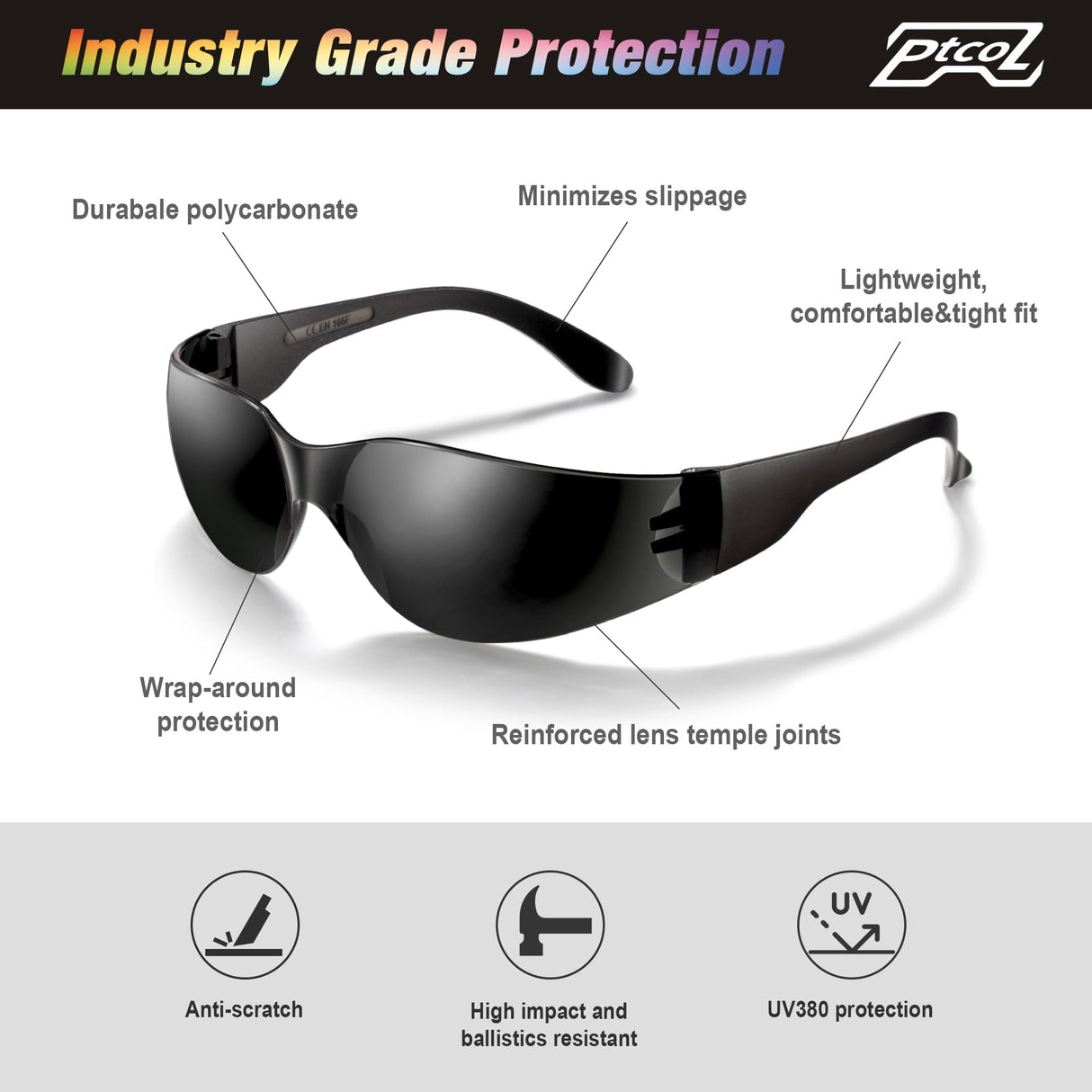28 Pack Safety Glasses (Bulk Pack of 24+4) Unisex Black Tinted Anti-Scratch Protective Goggles Impact Resistant Lens Eyewear with ANSI Z87.1 Certified Perfect for Construction, Shooting and Laboratory