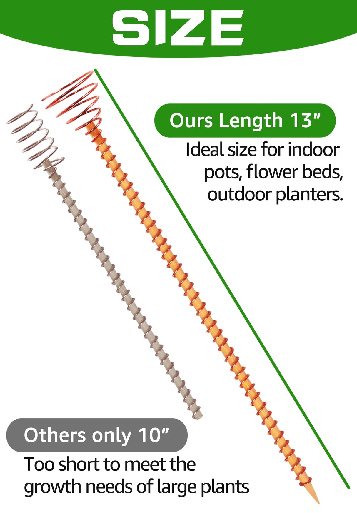 6 Pack 15" Electroculture Copper Gardening Antenna, Electroculture Plant Stakes, Copper Wire for Garden Stakes, Tensor Rings Coppers, Electro Coil Support Rods Kit Growing Vegetable Flowers