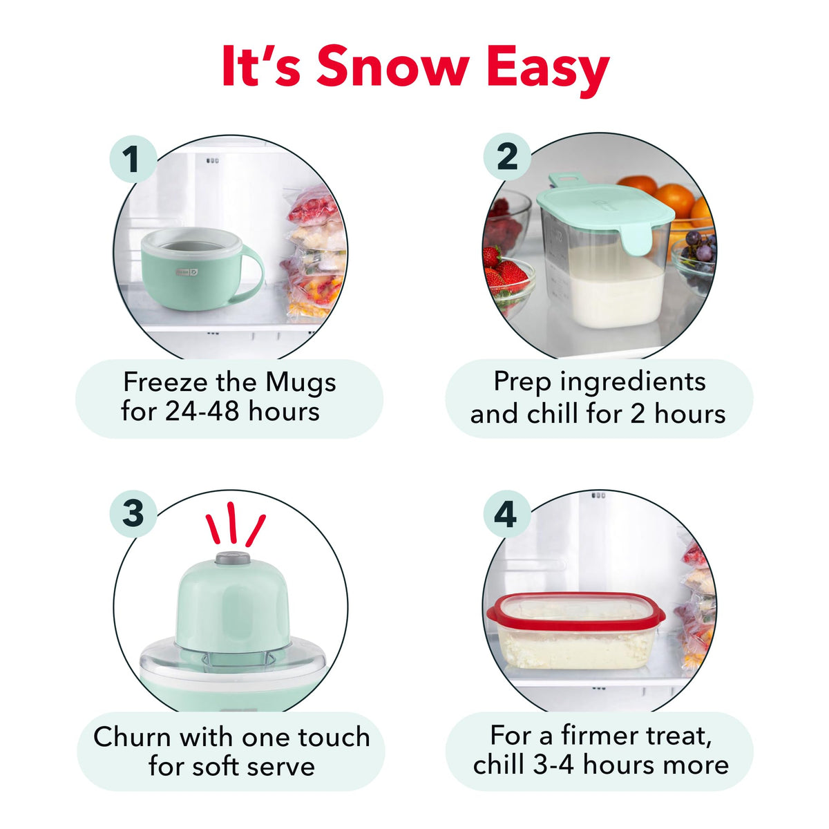 Dash My Mug Ice Cream Maker 2 Pack Bundle, Half-Pint Freezer Mugs, Aqua