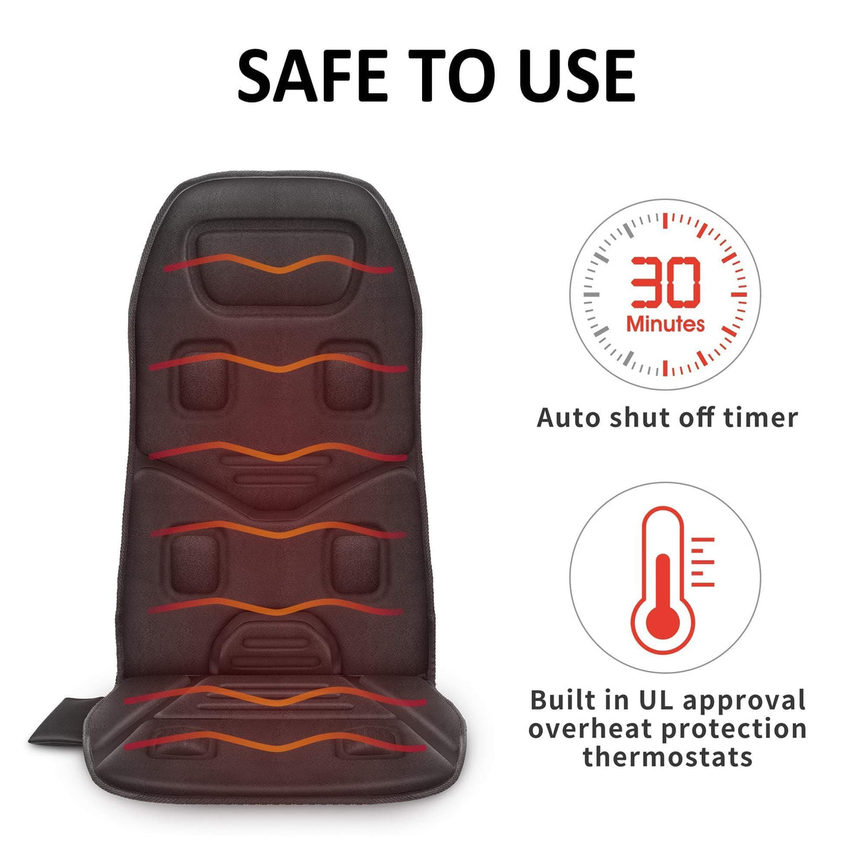 COMFIER Massage Seat Cushion Back Massager with Heat,10 Motors Vibration Chair Pad(Not Shiatsu,Rolling Massage,Chair Massager for Office/Home(Not for Car)
