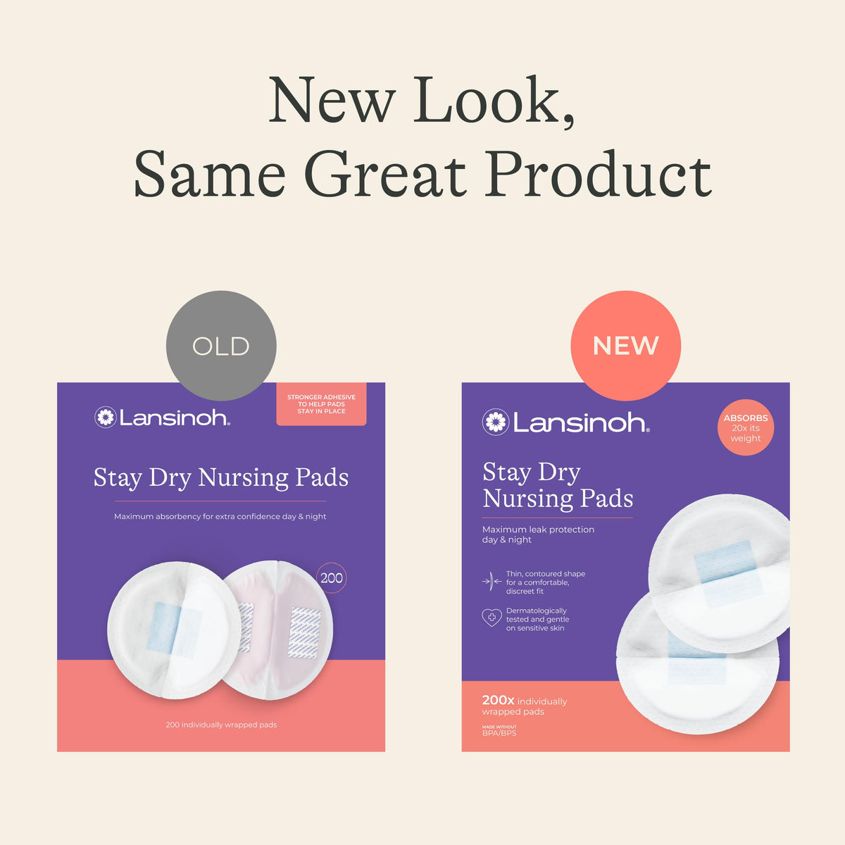 Lansinoh Stay Dry Disposable Nursing Pads, 200 Count