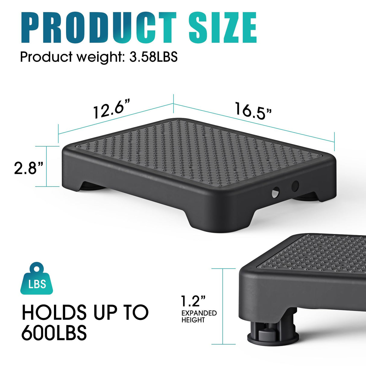 SPACELEAD Mobility Step Stool for Adults & Seniors, Indoor/Outdoor Portable Stair Assist, Anti-Slip Platform for Bathroom, Kitchen, Office, and Bedroom, 600lbs Capacity, Black Black
