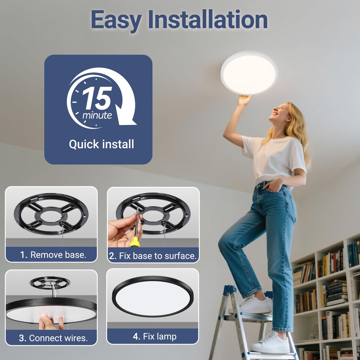 YELIOLED 6 Pack 15.8Inch 3520LM LED Flush Mount Ceiling Light, 32W Dimmable & 3000K/4000K/5000K 3CCT Seletable, Round LED Ceiling Light for Bedroom Living Room Kitchen Hallway Office, White