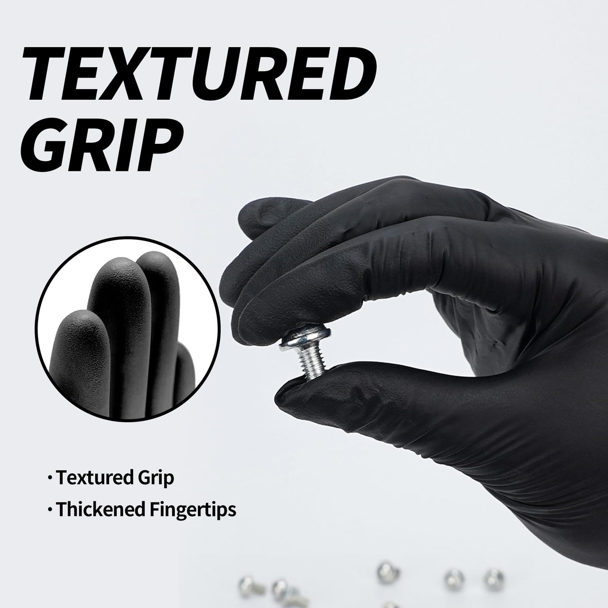 Basic Disposable Medical Synmax Vinyl Exam Gloves - 4 mil Safty Glove 1000pcs - Latex-Free & Powder - SGBE 8003, Large (Case of 1000, Black)