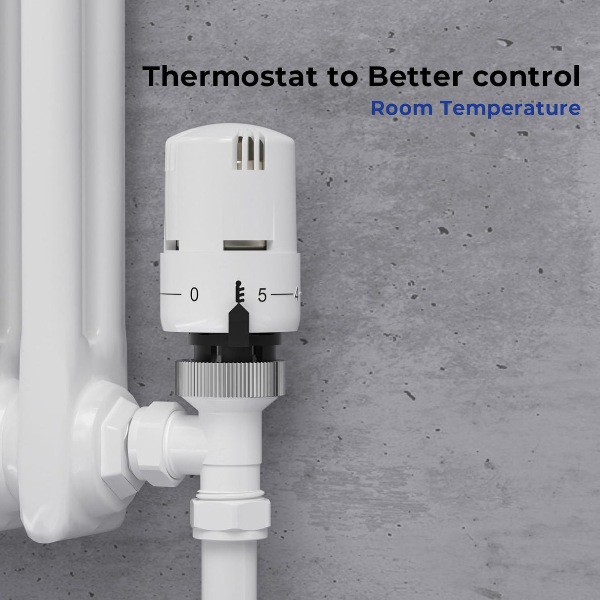 Thermostatic Radiator Valve Angled - Vancoco Thermostatic Valve for a Verti Cal Radiator TRV & Lockshield 1/2" x 15mm for Radiator Central Heating