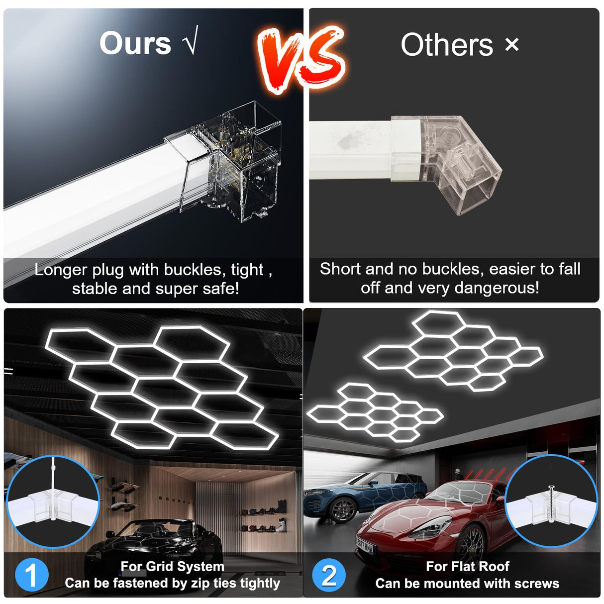 MODERN Hexagon Garage Lights,25 Pack 216W 25920LM High Brightness Hexagon Garage LED Lights for Garage, Shopping Mall, Workshop and Car Detailing Shop etc. … … …