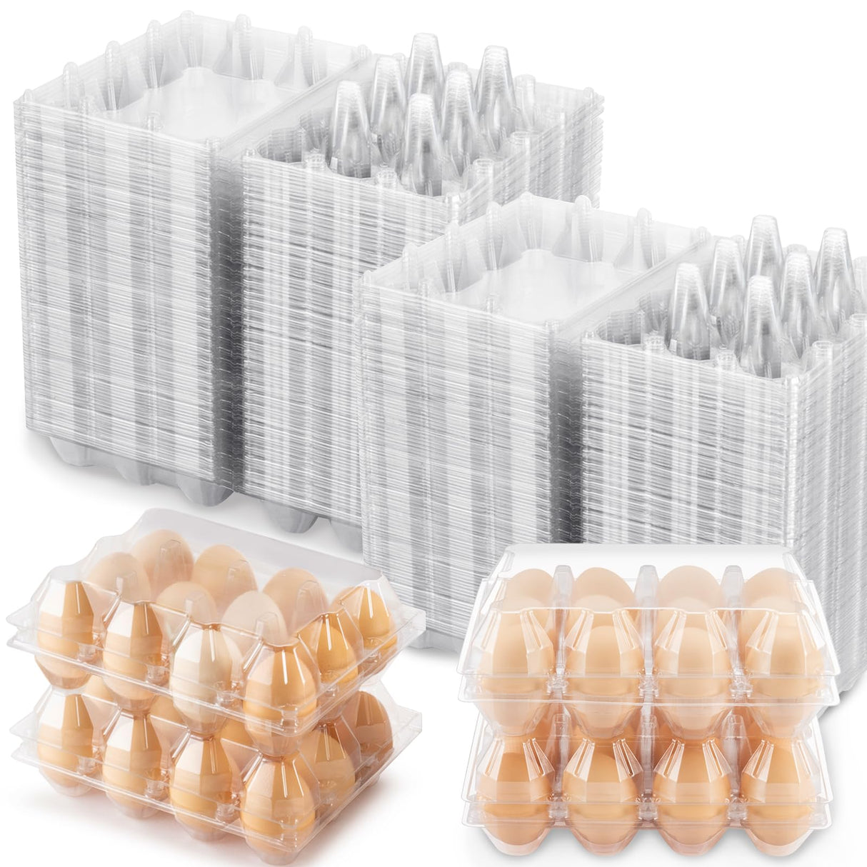 SINLUCESCE 100 Packs Egg Cartons Cheap Bulk,Plastic for 12 Eggs, Clear Egg Cartons 3 * 4 Grids,Perfect for Refrigerator Chicken Farm Markets Commercial Business Market Display