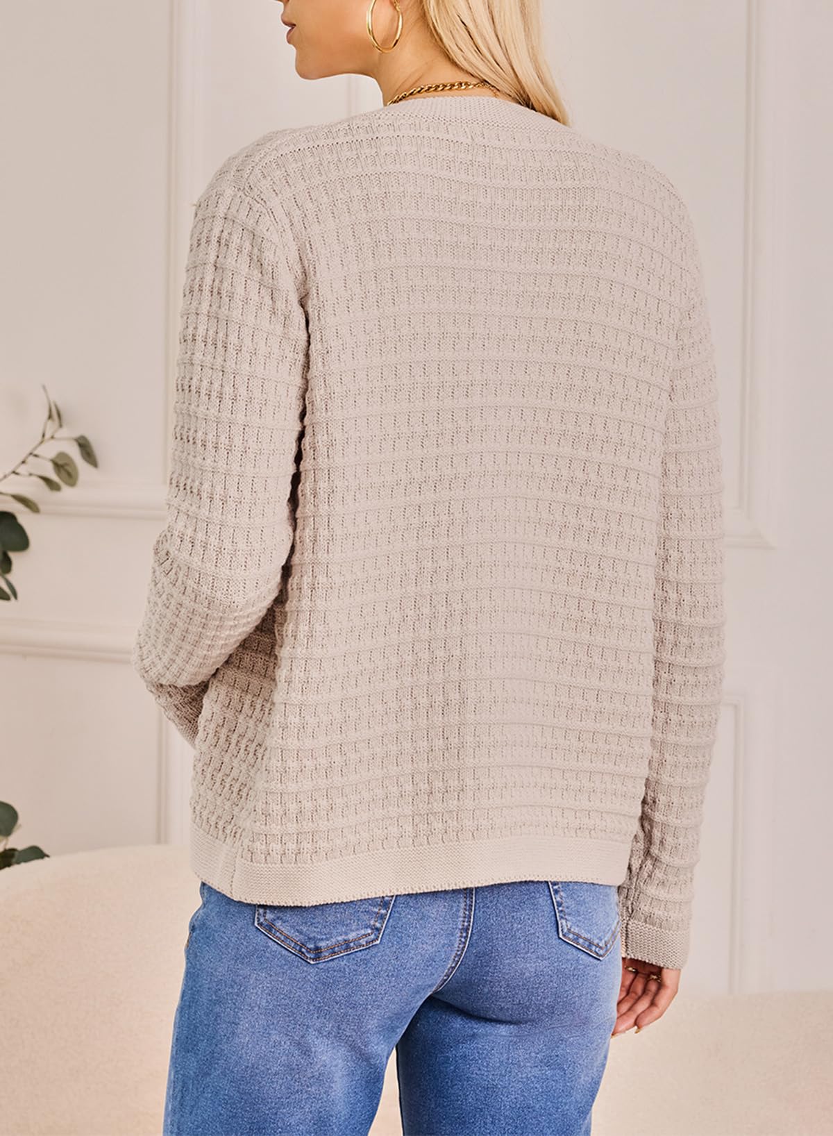 Dokotoo Ladies Knit Winter Cardigans for Women Long Sleeve Open Front Button Down Jackets Christmas Tops for Women 2025,Smoke Gray Medium