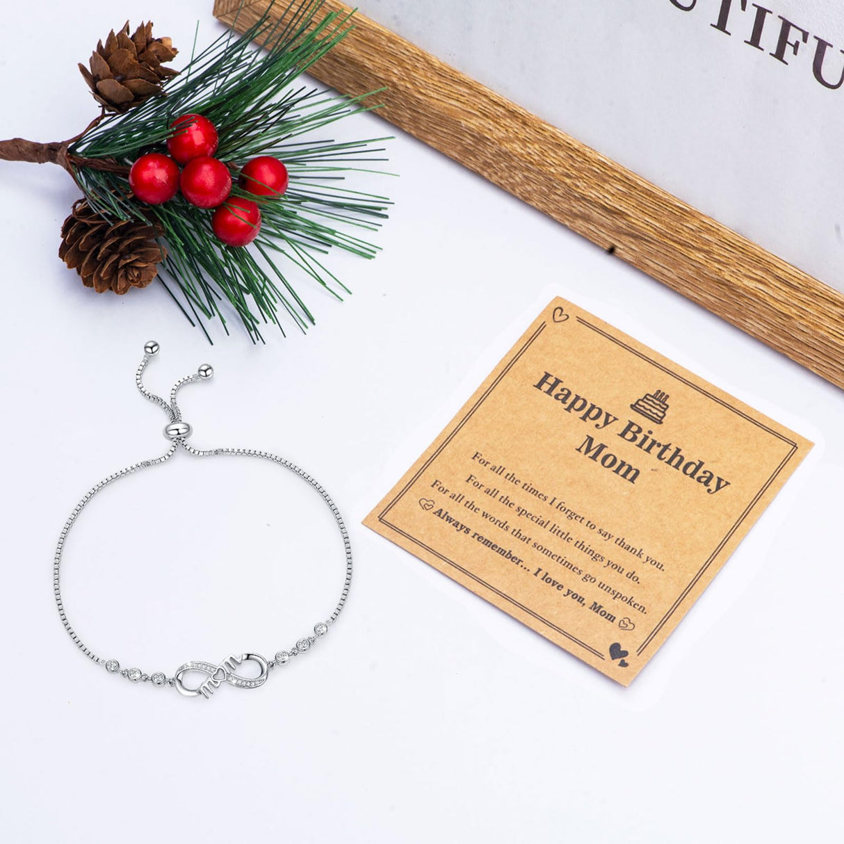 RAYSTAR Birthday Gifts for Mom from Daughter/Son, Happy Birthday Moms Card, Mom Birthday Gifts, Cool Mother Bday Presents Ideas Infinity Love Bracelets for Mum