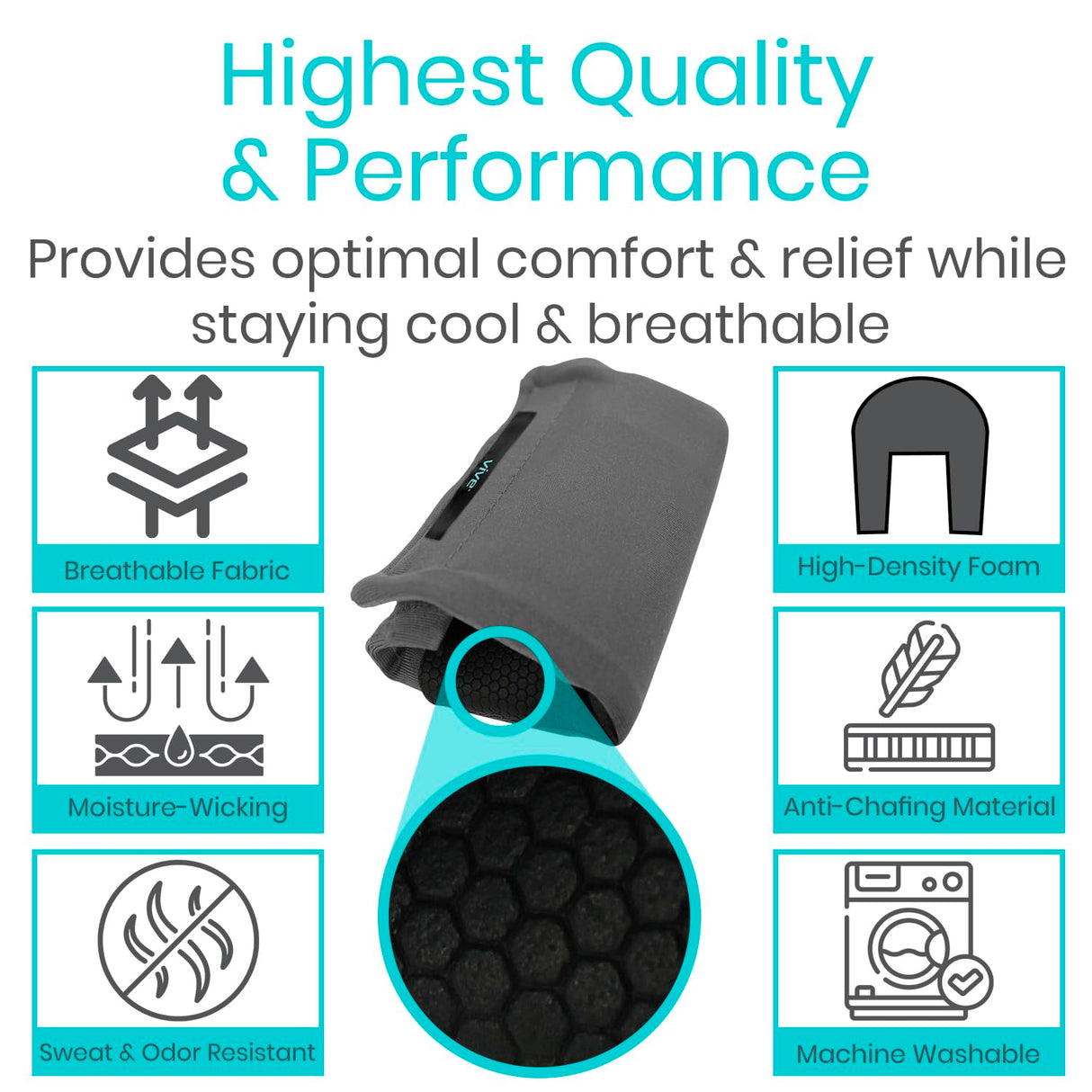 Vive Crutch Pads & Hand Grips - Padding for Walking Arm Crutches - Universal Underarm Padded Forearm Handle Pillow Covers for Hand Grips - Soft Foam Armpit Accessories for Adults, Kids (Gray)