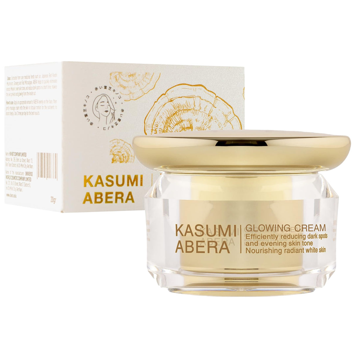 ABERA Kasumi Glowing Cream, Melasma Treatment with Niacinamide & HA, Dark Spot Remover For Face, Reduce Fine Lines, Wrinkles, Anti-aging, Red Ginseng Extract, Melasma Cream (0.7 Oz Per Item)