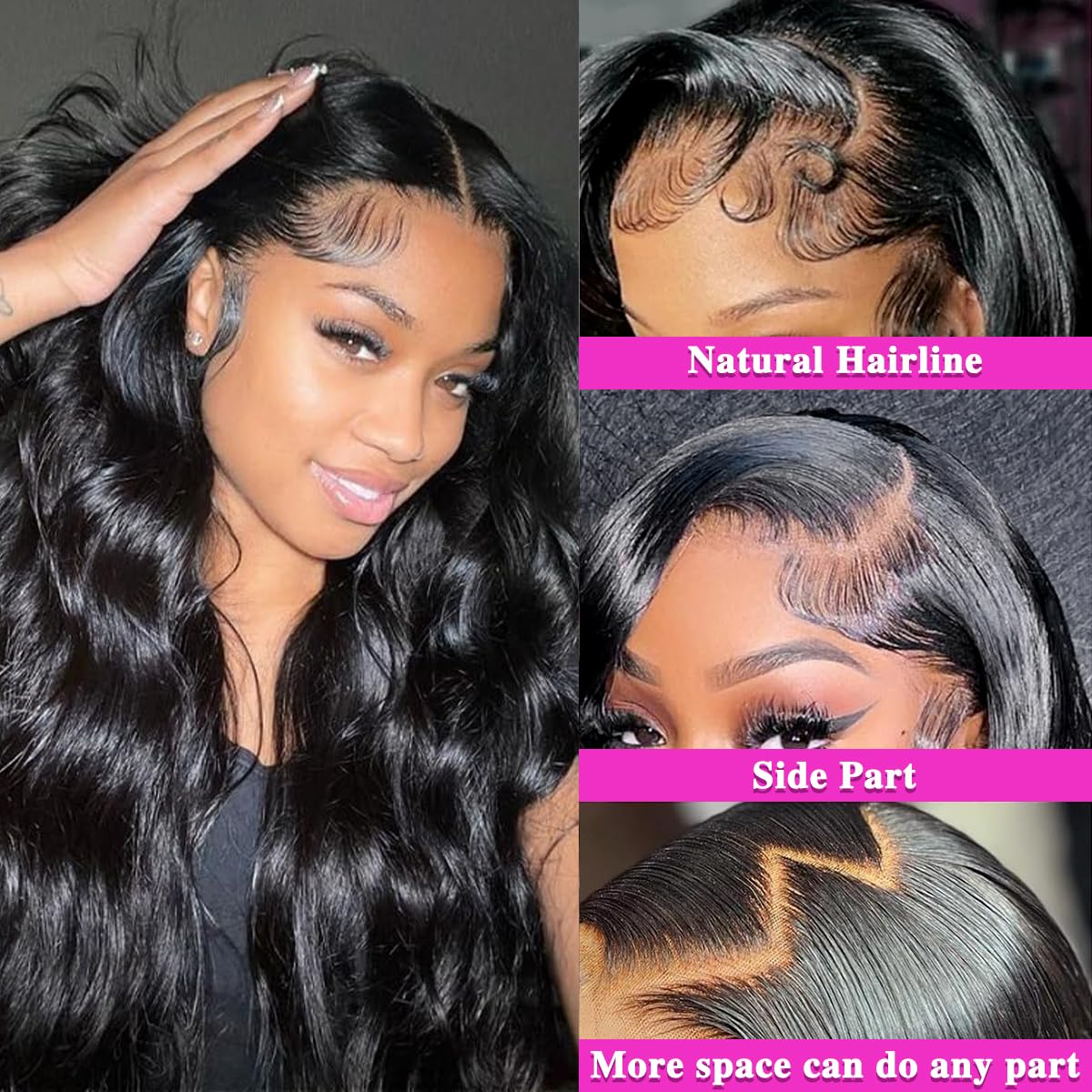KINNIS Body Wave Lace Front Wigs Human Hair Pre Plucked 200% Density 13x6 HD Transparent Frontal Glueless Wigs Human Hair with Baby Hair Natural Hairline Human Hair 28 inch