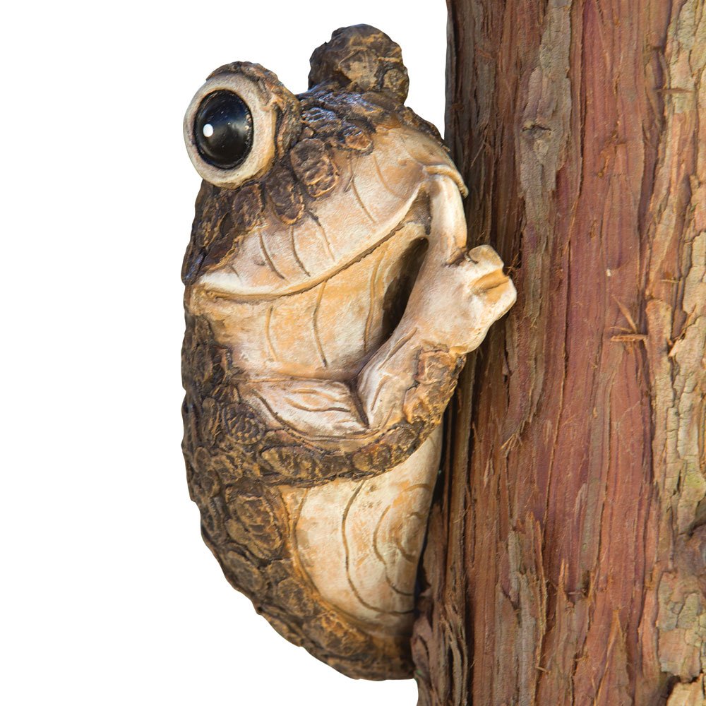 Bits and Pieces Keep Quiet Frog Tree Peeker - Adorable Tree Sculpture - Garden Decoration - Yard Art