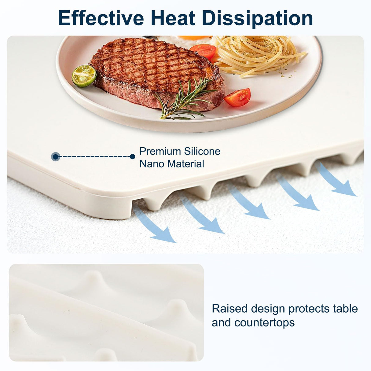 Warming Mat for Food – Full Surface Heating Silicone Electric Tray with 3 Temp Levels, Auto Shut-Off & Safety Lock, Rollable & Portable Warming Pad for Buffets, Parties, Home Use – Beige