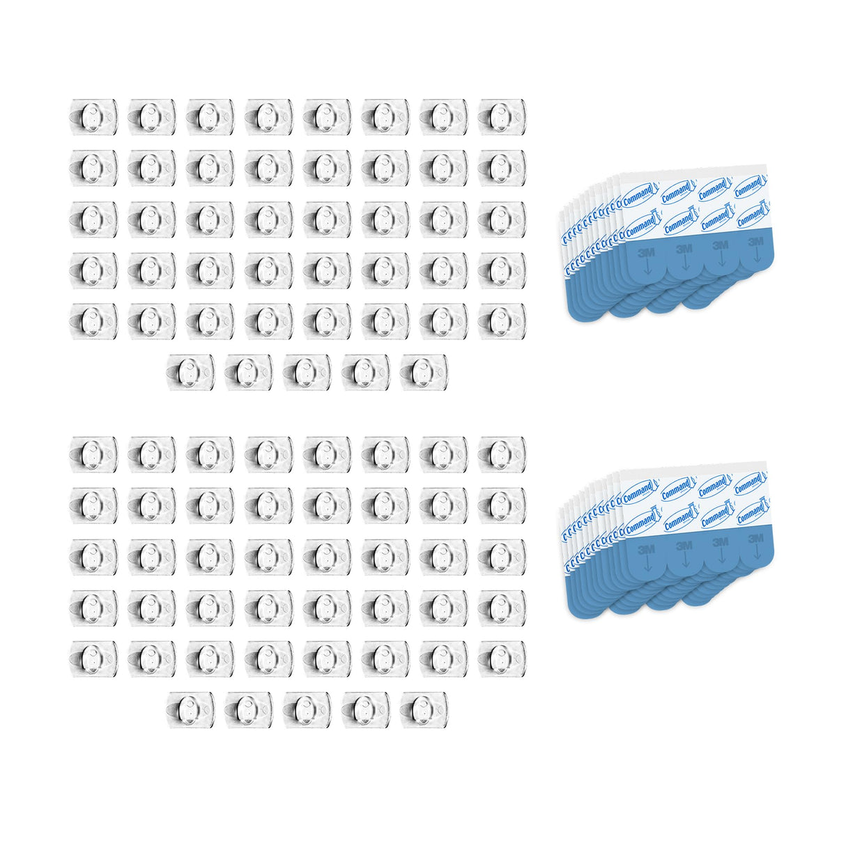 Command Indoor Mini Light Clips, Damage Free Hanging Christmas Light Clips, Mini Wall Clips for Hanging Indoor Christmas Decorations, Lights and Cables, 90 Clear Clips and 108 Strips