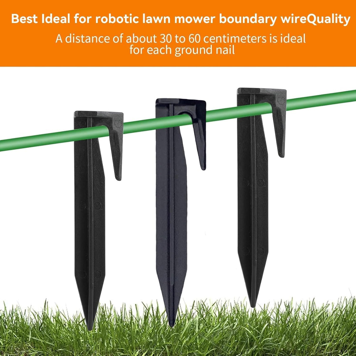 200 Pcs Boundary Wire Stakes, 3.3" Plastic Landscape Edging Stakes for Robotic Lawn Mowers, Heavy Duty Garden Staples for Weed Barrier, Camping Tents & Pet Fences, Bayonet Tip Anchor Spikes, Black