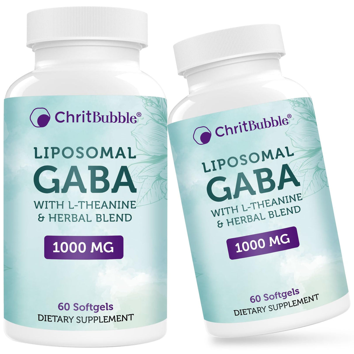 ChritBubble Liposomal GABA Supplements 1000mg with L-Theanine 200mg,High Absorption,Ashwagandha,Chamomile,Tart Cherry Herbal Supplement for Adults,120 Softgels,Non-GMO,Gluten Free