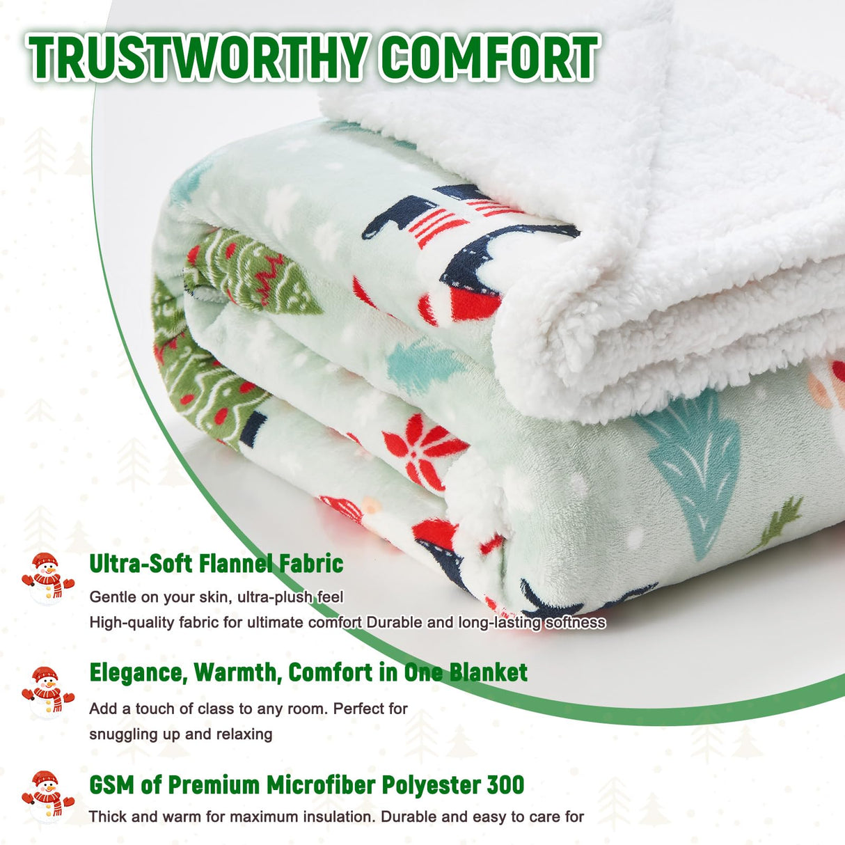 NORD ECO Christmas Throw Blanket, Christmas Decorations Gifts for Women, Sherpa Flannel Fleece Winter Holiday Blanket, Fluffy Cozy Soft Christams Throws for Couch Sofa Bed, Xmas Gnome, 50" X 60"