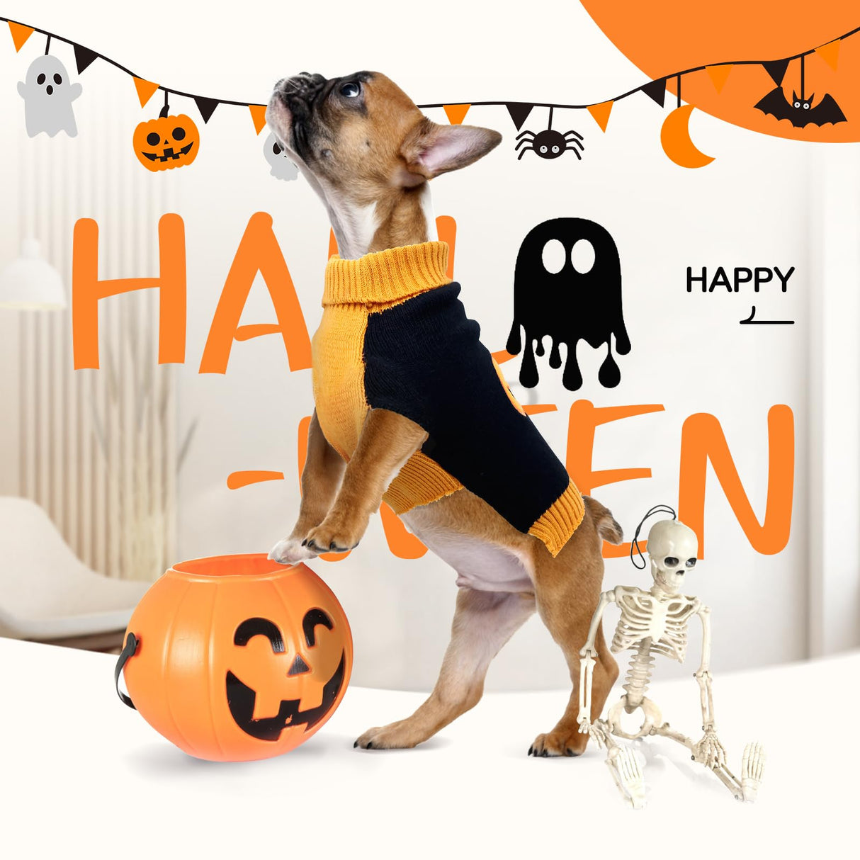 3 Pack Halloween Thanksgiving Christmas Dog Cat Knit Sweater Set - Dog Clothes with Santa Pattern Pumpkin Turkey Pets Costumes-Dog Fall Sweaters for Holiday(m)