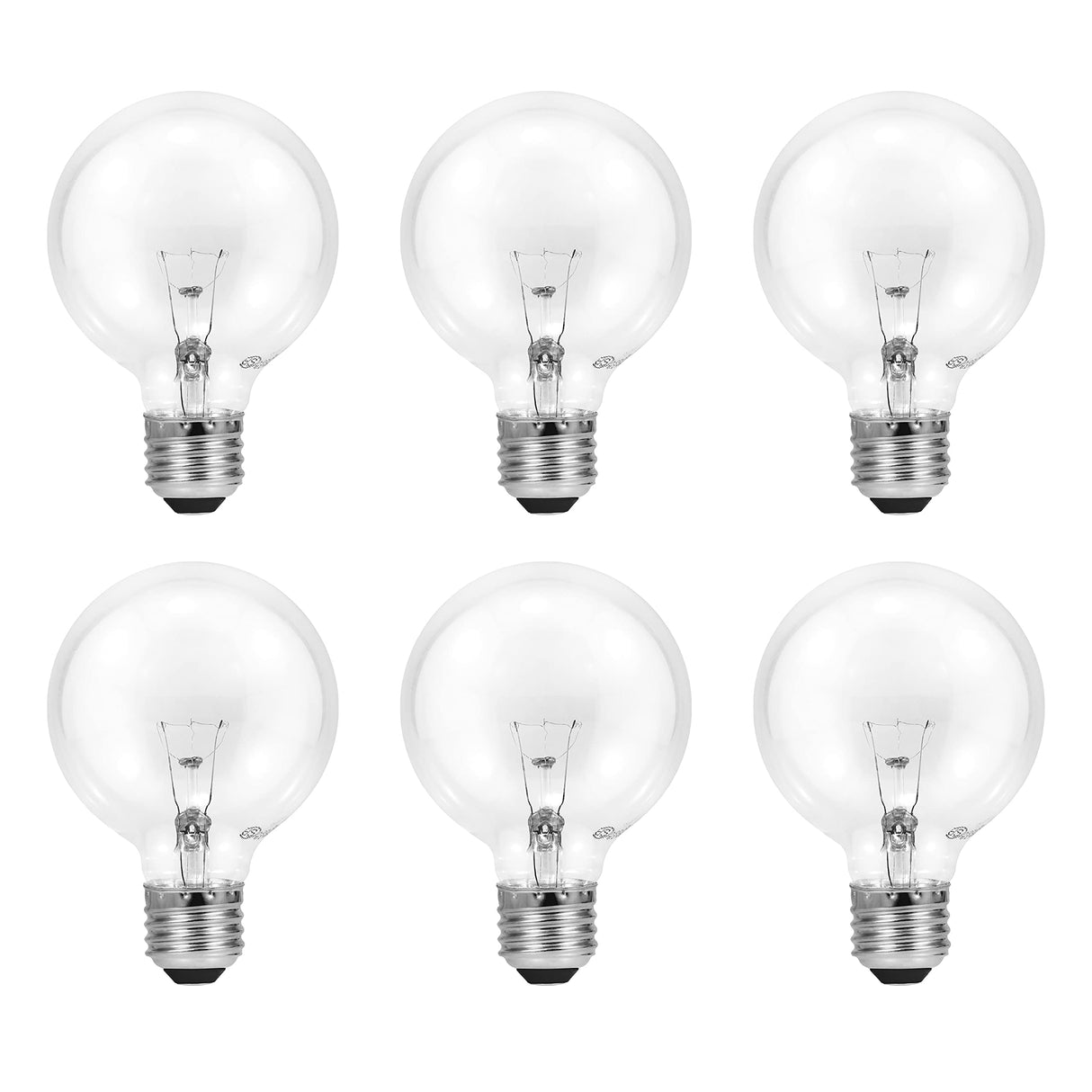 Sylvania 40 Watt Vanity Light Bulbs 6 Pack - Incandescent E26 Medium Base Globe Bulbs for Bathroom, Dimmable G25 Type G Round Vanity Bulbs 40W, 130V Clear Warm White