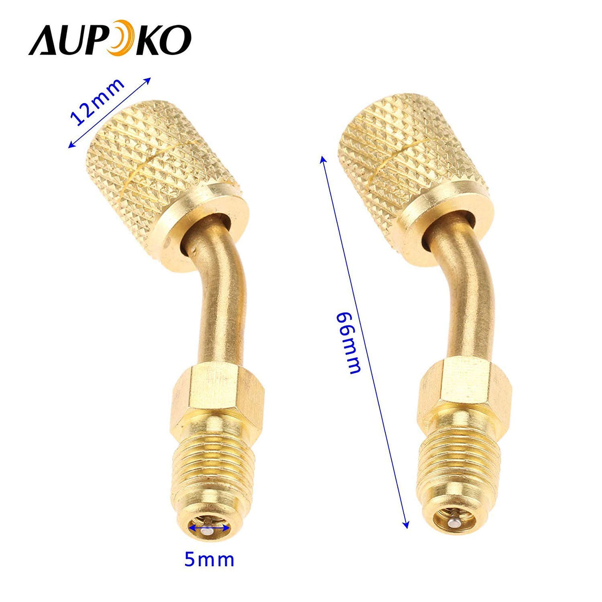 R410A Adapter 5/16" SAE Female Quick Couplers to 1/4" SAE Male Flare, 2 PC 45 Degree Angled Charging Vacuum Adapter, Used for R410a with Thimble Mini Split System, HVAC and Refrigeration Service