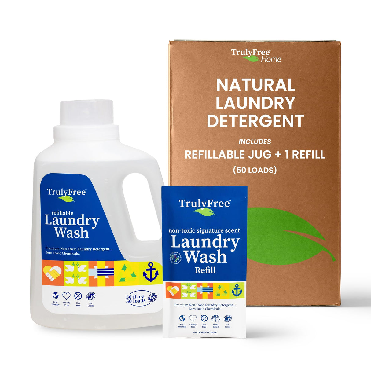 Truly Free Laundry Detergent for Sensitive Skin | Gentle & Safe for Baby Clothes | Plant-Based | Easy to Dissolve to Create a Liquid| Include 1 Refillable Bottle| Signature Scent (50 Loads)
