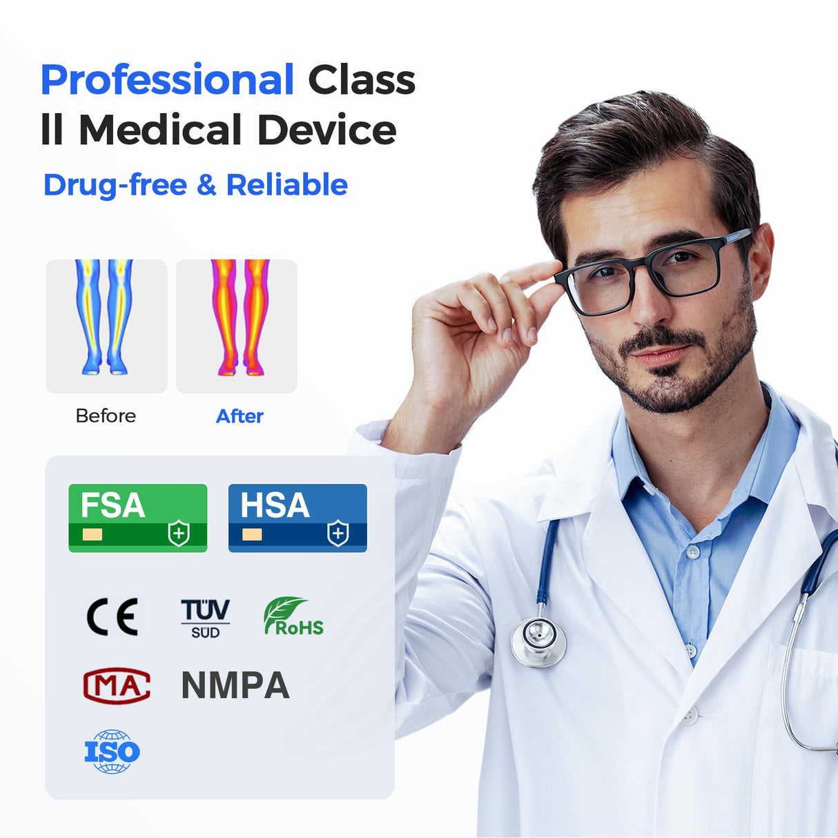 Foot Massager for Neuropathy, Rechargeable TENS EMS Foot Stimulator with 10 Modes 20 Intensities, Feet Circulation Stimulator for Neuropathy, Plantar Fasciitis, Gifts for Mom Dad, FSA HSA Eligible