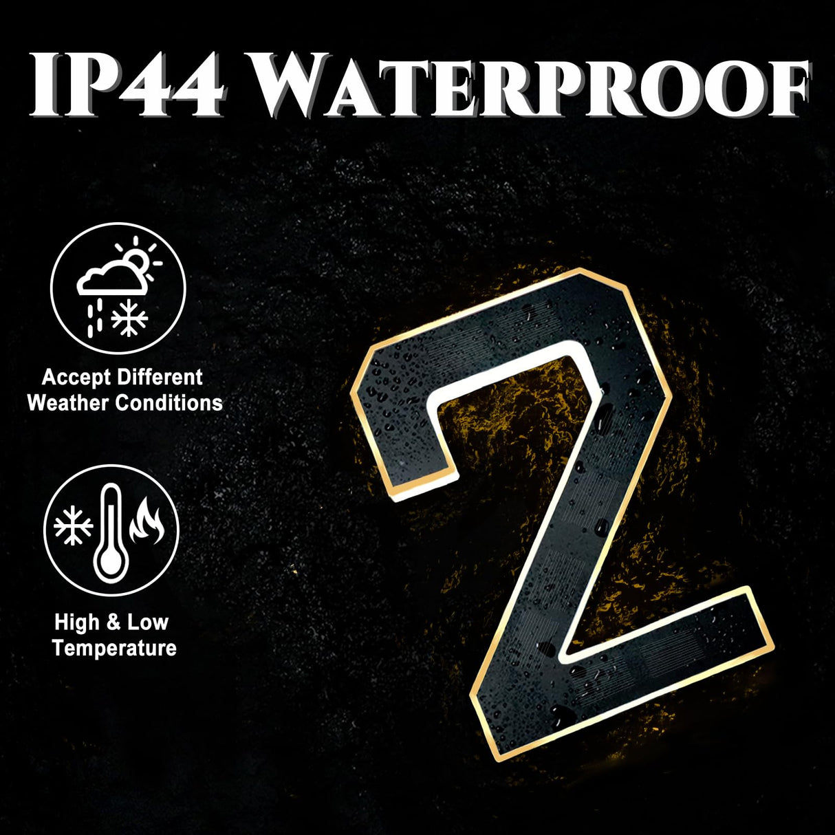 ISUNMEA 9 Inch Solar Lighted House Numbers for Outside, Light Up Waterproof LED Address Numbers Signs for Houses, Large Personalized Illuminated Exterior Modern House Numbers Light (A-Black, 9IN)
