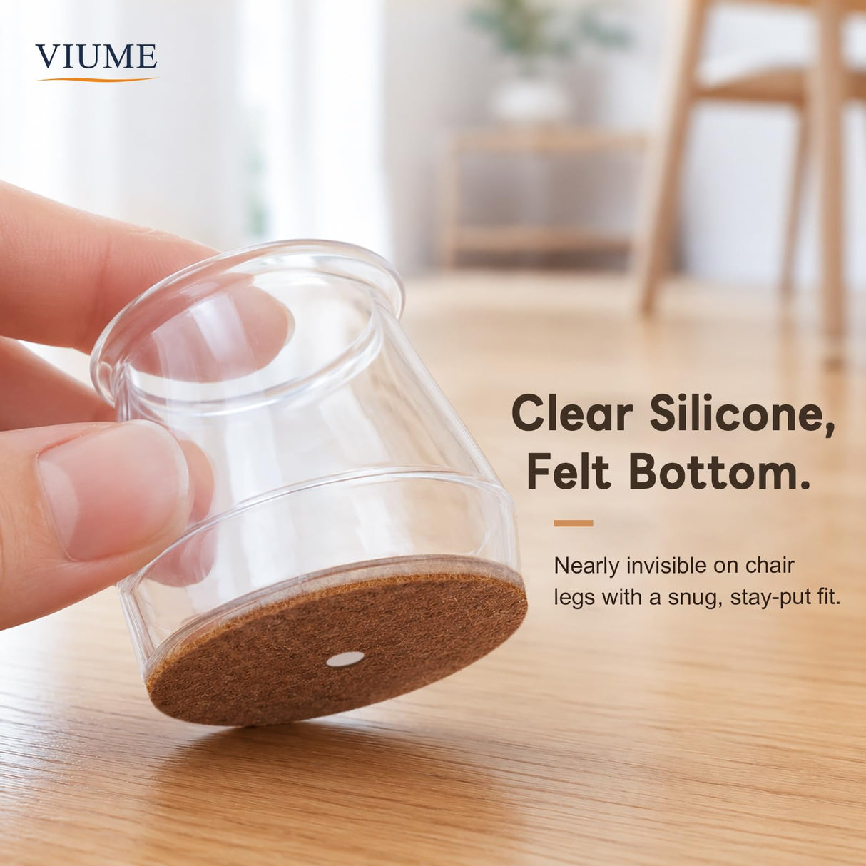 VIUME 32 Pcs Chair Leg Floor Protectors for Hardwood Floors Silicone Covers to Protect Wood Tile Floors Scratches Felt Pads Furniture Leg Caps Reduce Noise (Fit:1.3"-2")