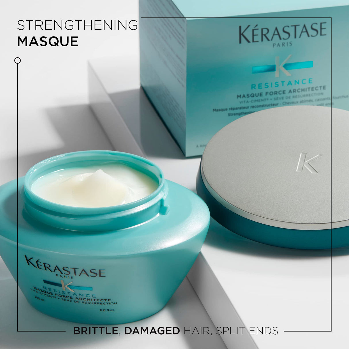 KÉRASTASE Resistance force Architecte Hair Mask, Reconstructing Hair Mask, Strengthens Hair and Prevents Breakage with Ceramides and Pro-Keratine Complex for Dry & Damaged Hair, 6.8 Fl Oz