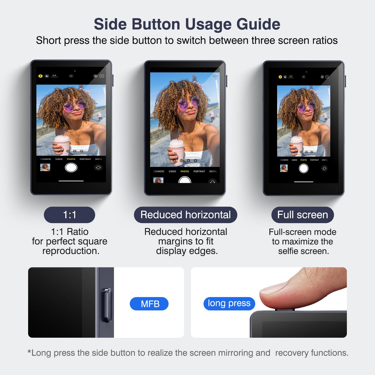 Vlog Selfie Monitor Screen, Magnetic Phone Vlog Selfie Monitor Screen 4K 30fps Bluetooth Remote, Back Camera Monitor for Vlog Live Stream TikTok, Compatible with iPhone & Android