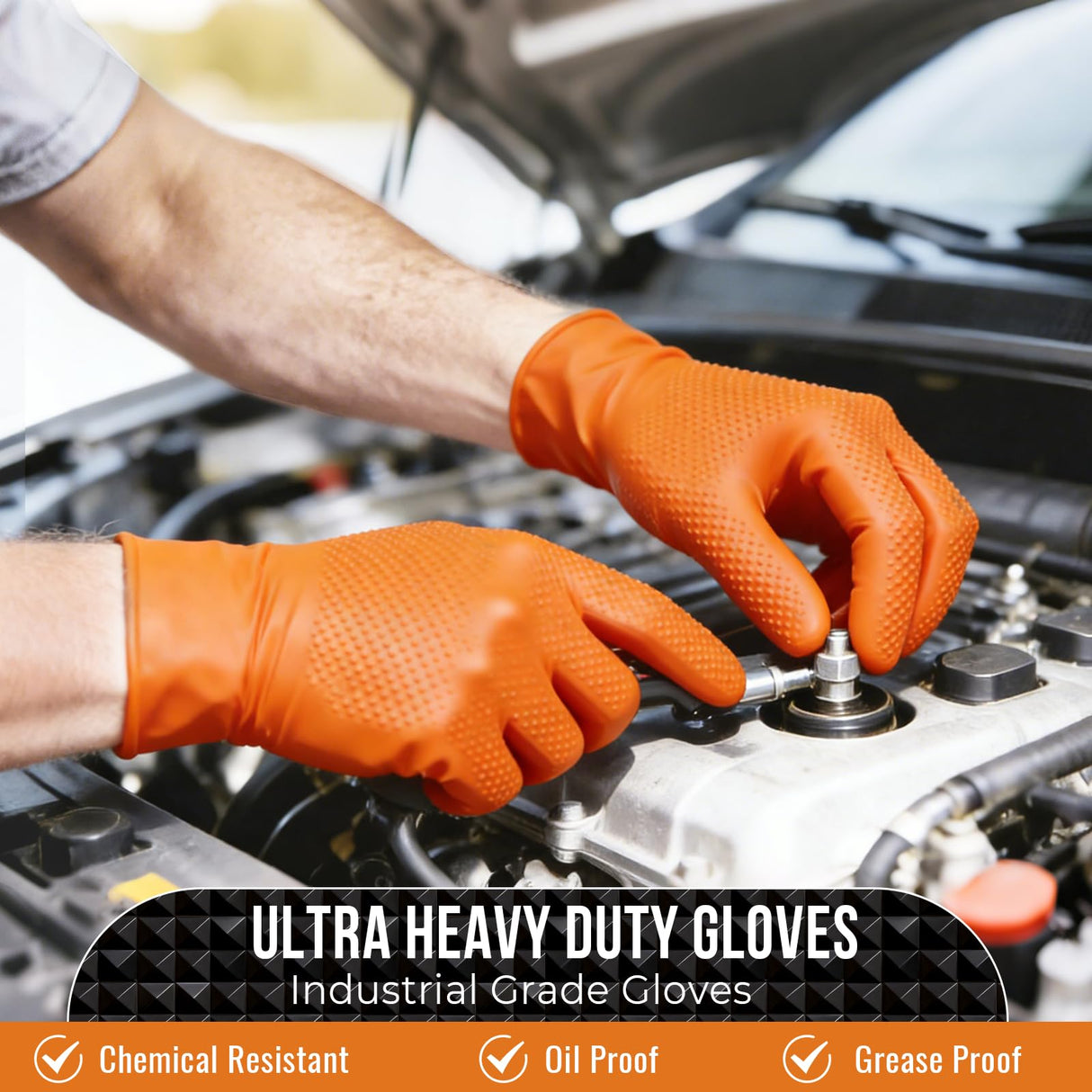 ANBOSON 10 Mil Diamond Textured Nitrile Gloves, Heavy Duty Disposable, Extra Thick, Latex & Powder Free, Chemical and Puncture Resistant, Ideal for Auto Repair, Cleaning, Painting, X-Large