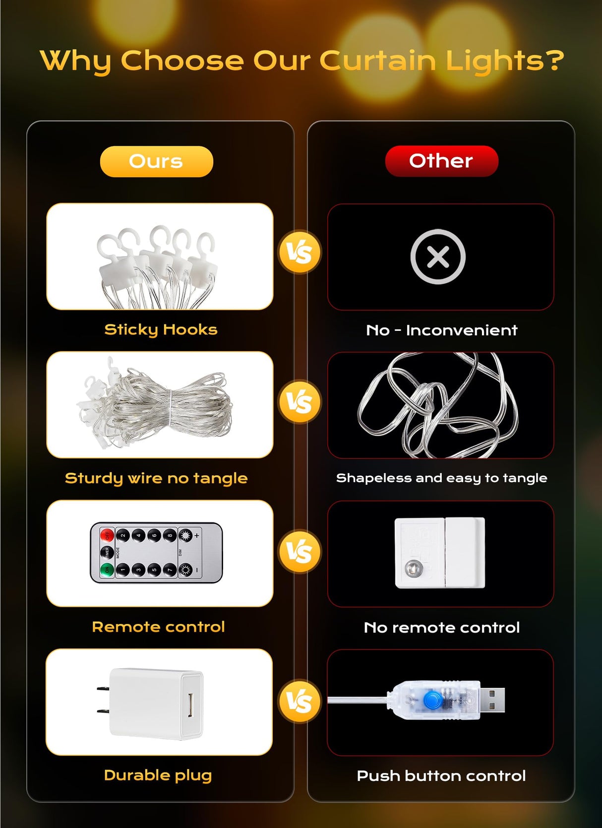 Brightown 600 LED Curtain String Lights, 20 FT Hanging Fairy Lights with Remote, 8 Modes, Waterproof Window Lights for Bedroom Backdrop Wedding Outdoor Christmas Party, Warm White