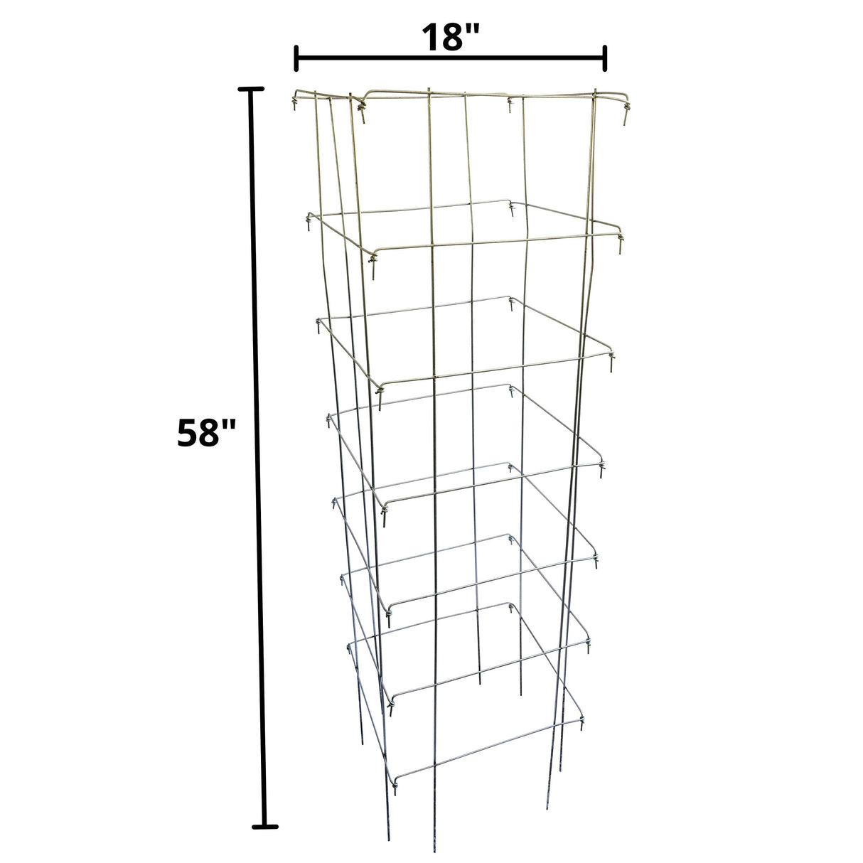 Happy Trees Large Heavy Duty Tomato Cages - Support Trellis for Climbing Vegetables and Plants - 18" x 18" x 58" - Thick Gauge Galvanized Steel, Collapsible Easy Storage, 3-Pack, Made in USA