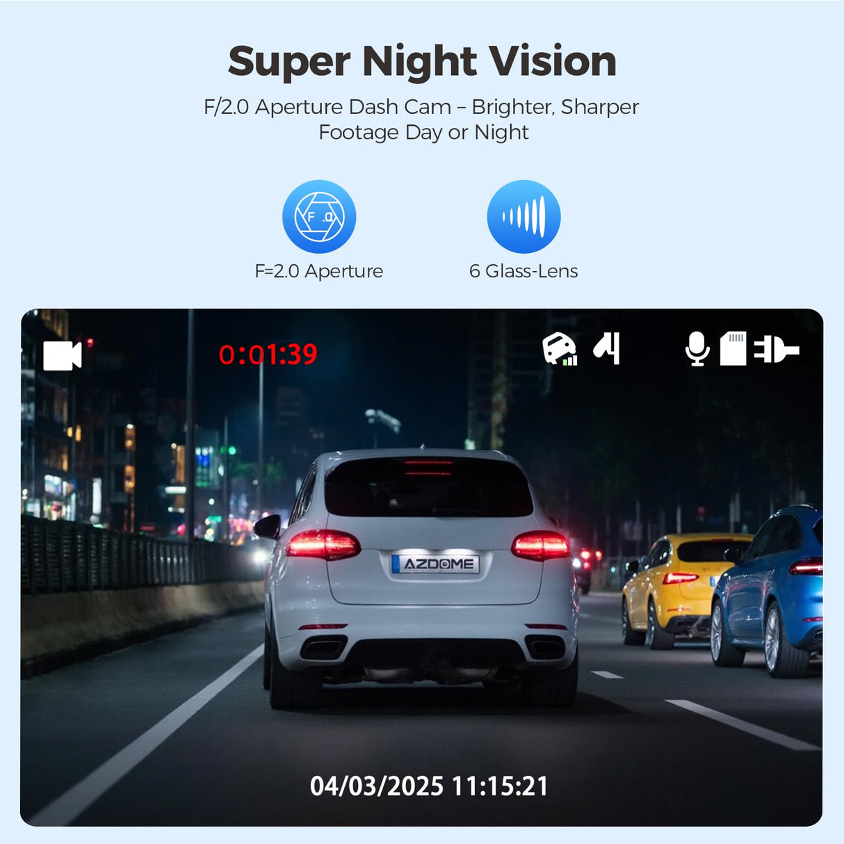 AZDOME M01 Max UHD 4K Dash Cam Front and Rear, Built-in Wi-Fi, Free 64GB Card, App Control, 4K+1080 Dash Camera for Car, Built-in ADAS, G-Sensor, IP68 Waterproof, 24H Parking Mode Dashcam